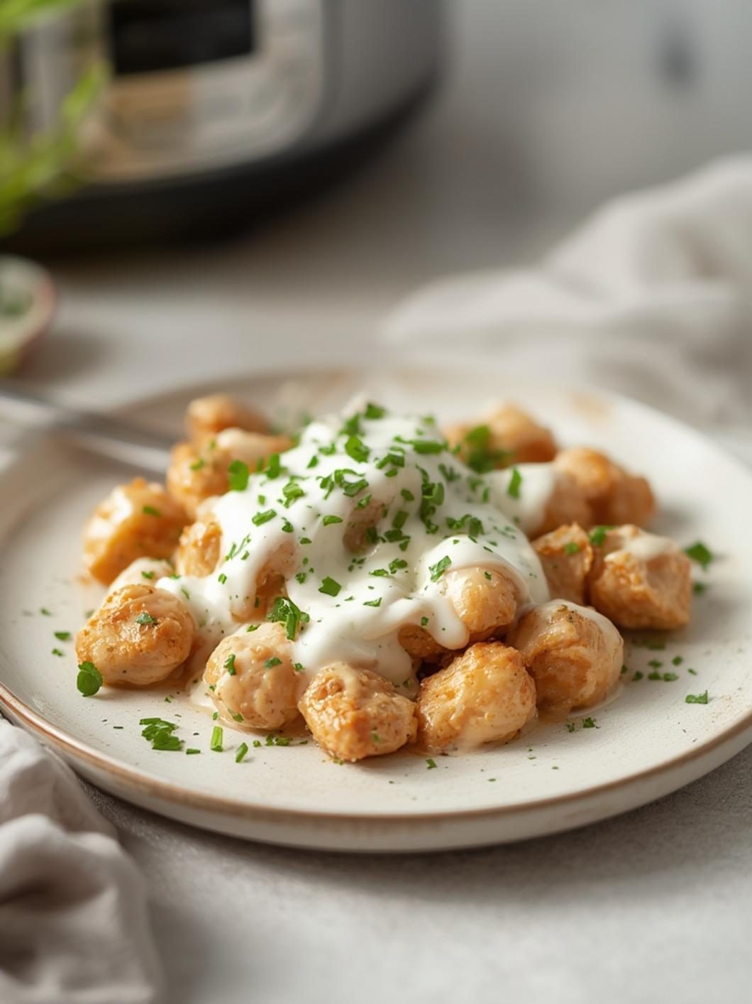 Chicken and ranch crockpot served with sides