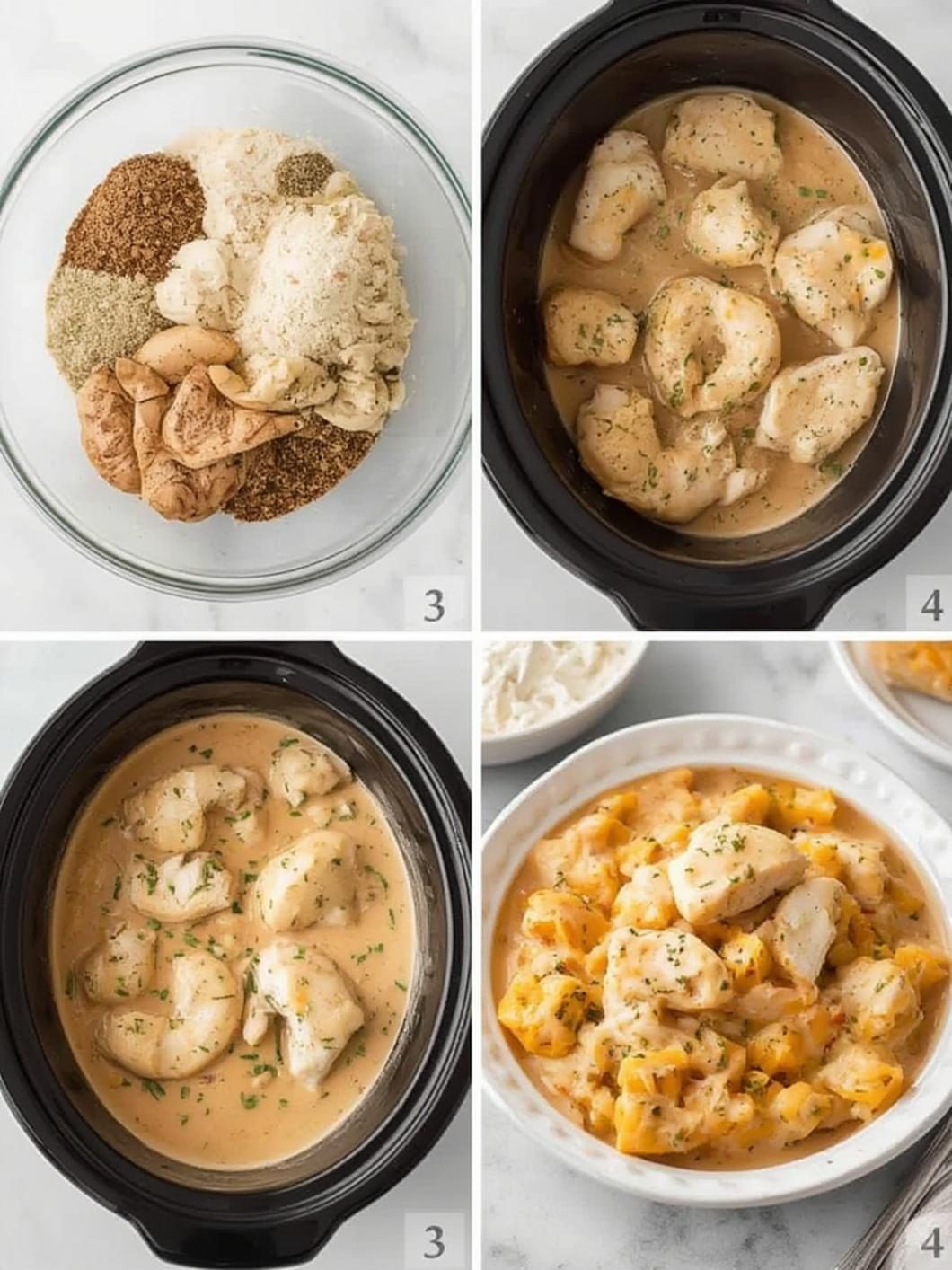 Preparing ingredients for cream cheese chicken crock pot