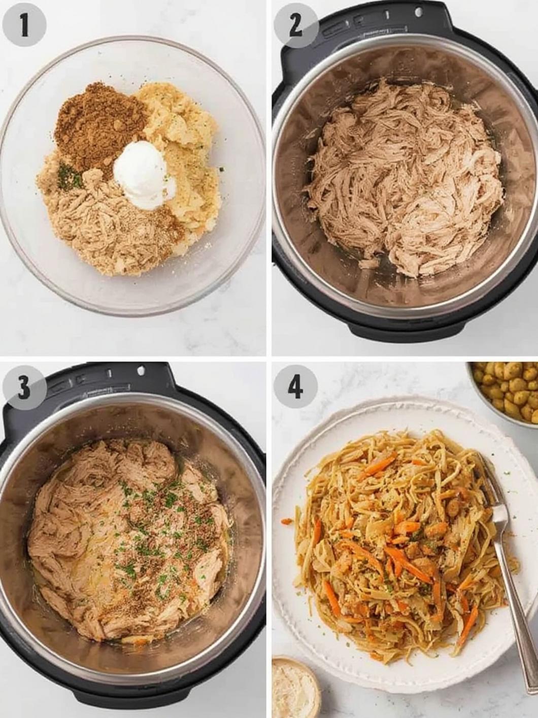 Preparation steps for instant pot shredded chicken