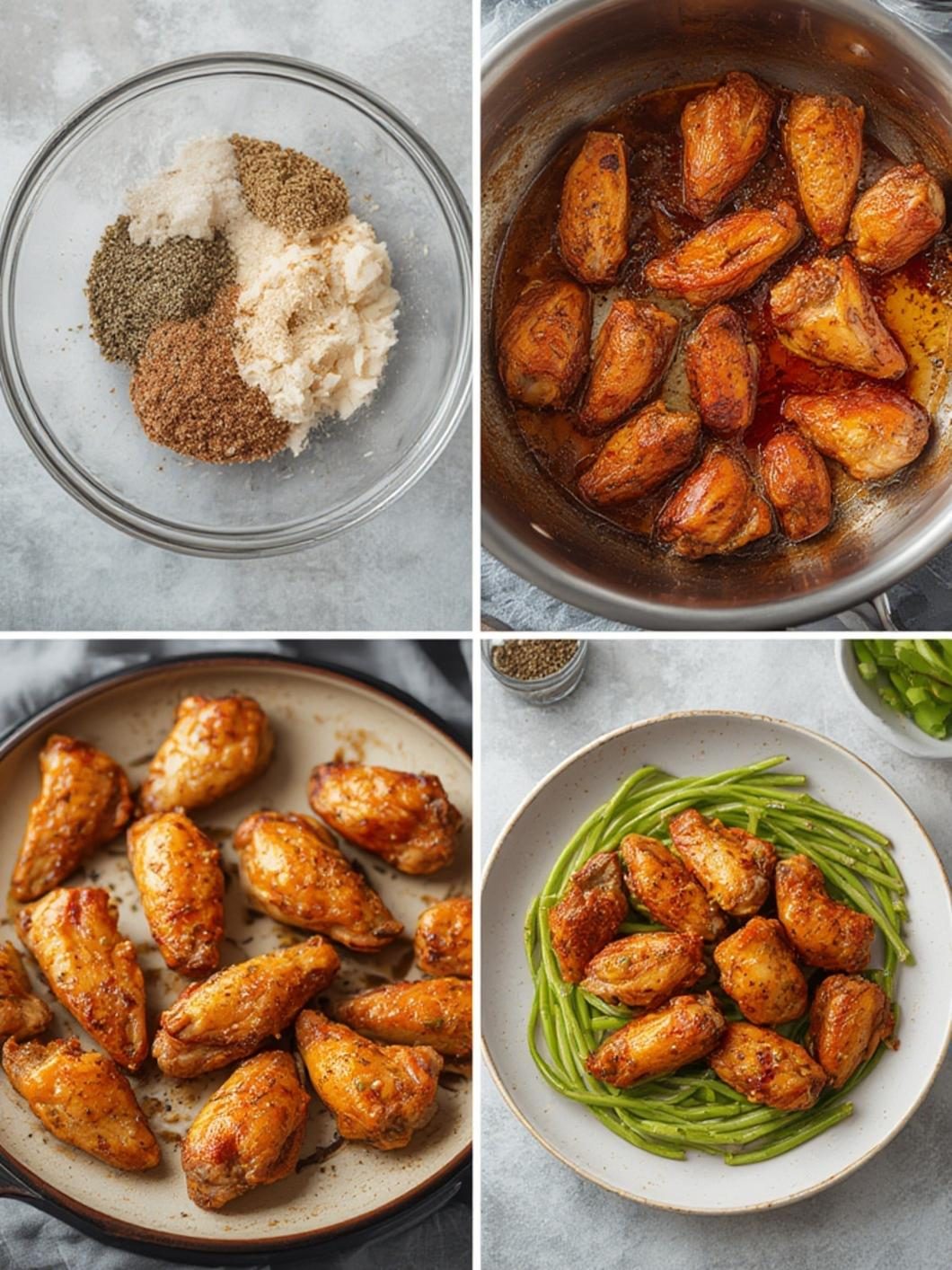 Patting chicken wings dry with paper towels