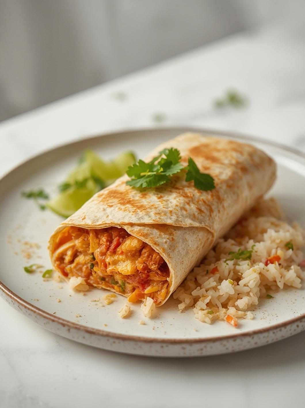 burrito with rice and chicken