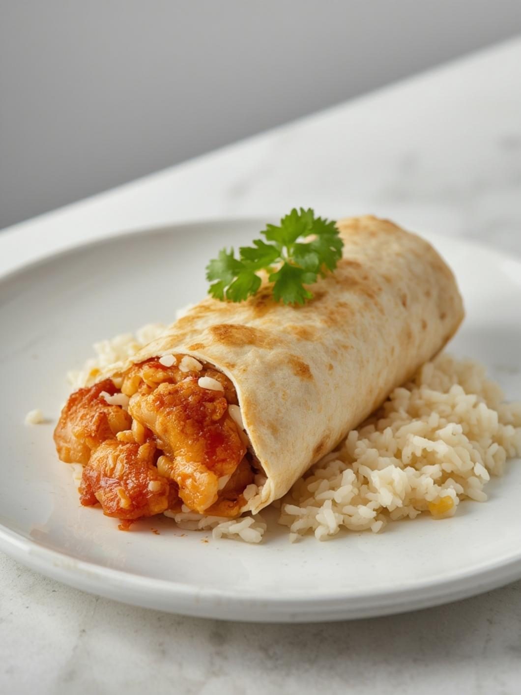 Serving suggestions for burrito with rice and chicken