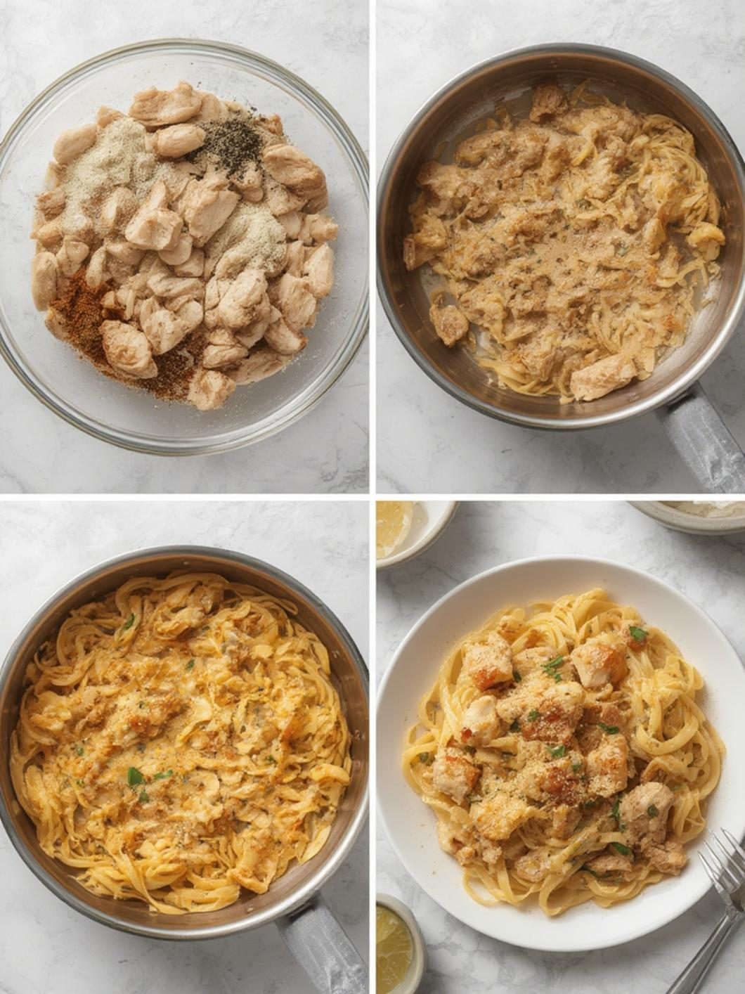 Preparing fresh vegetables and chicken for chicken and egg noodles
