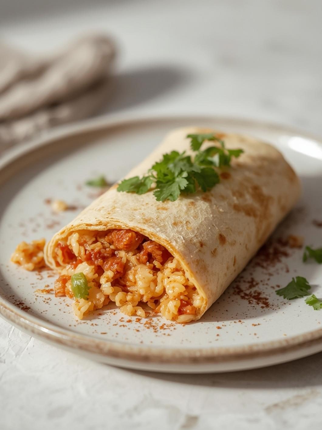 chicken and rice burrito