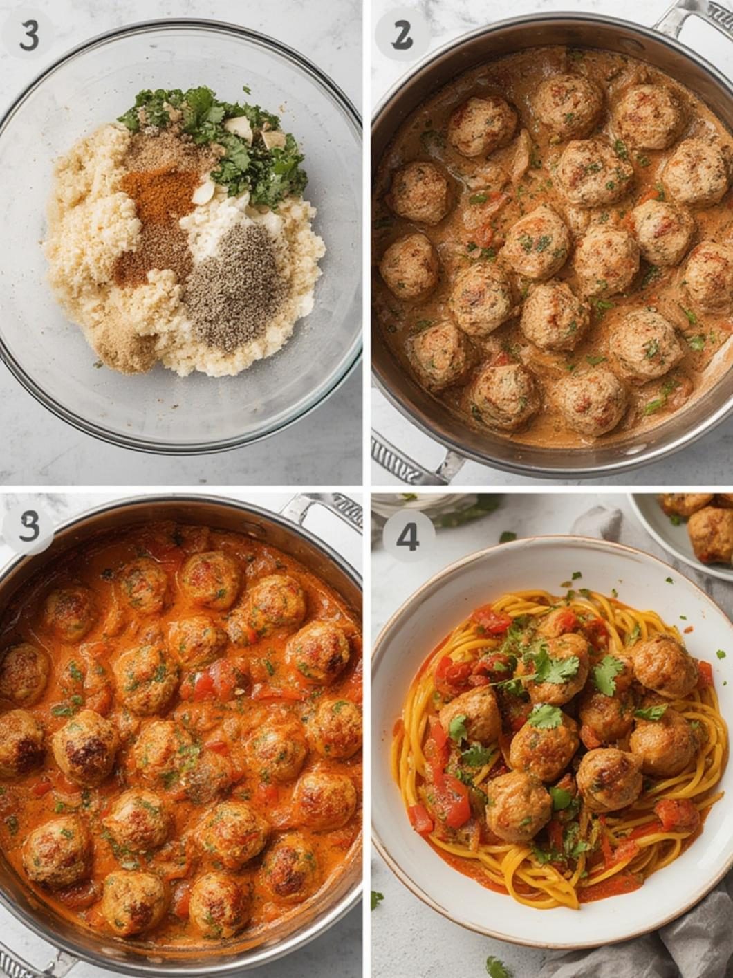 Preparation steps for chicken meatballs recipe
