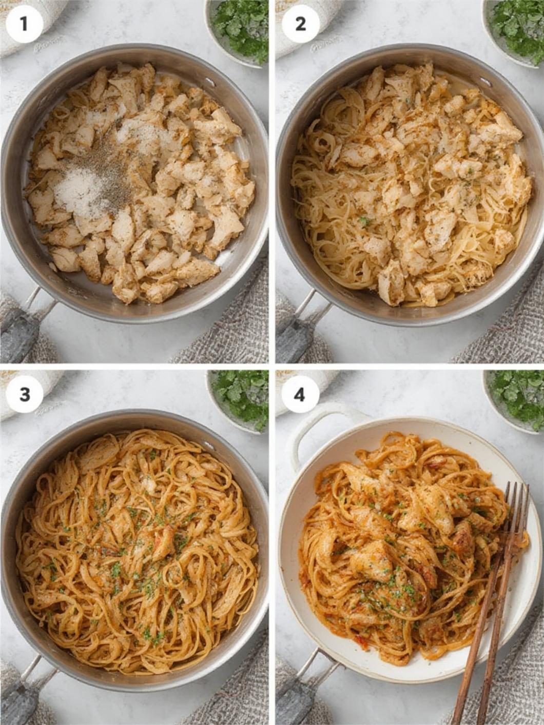 Preparation steps for chicken noodles recipe