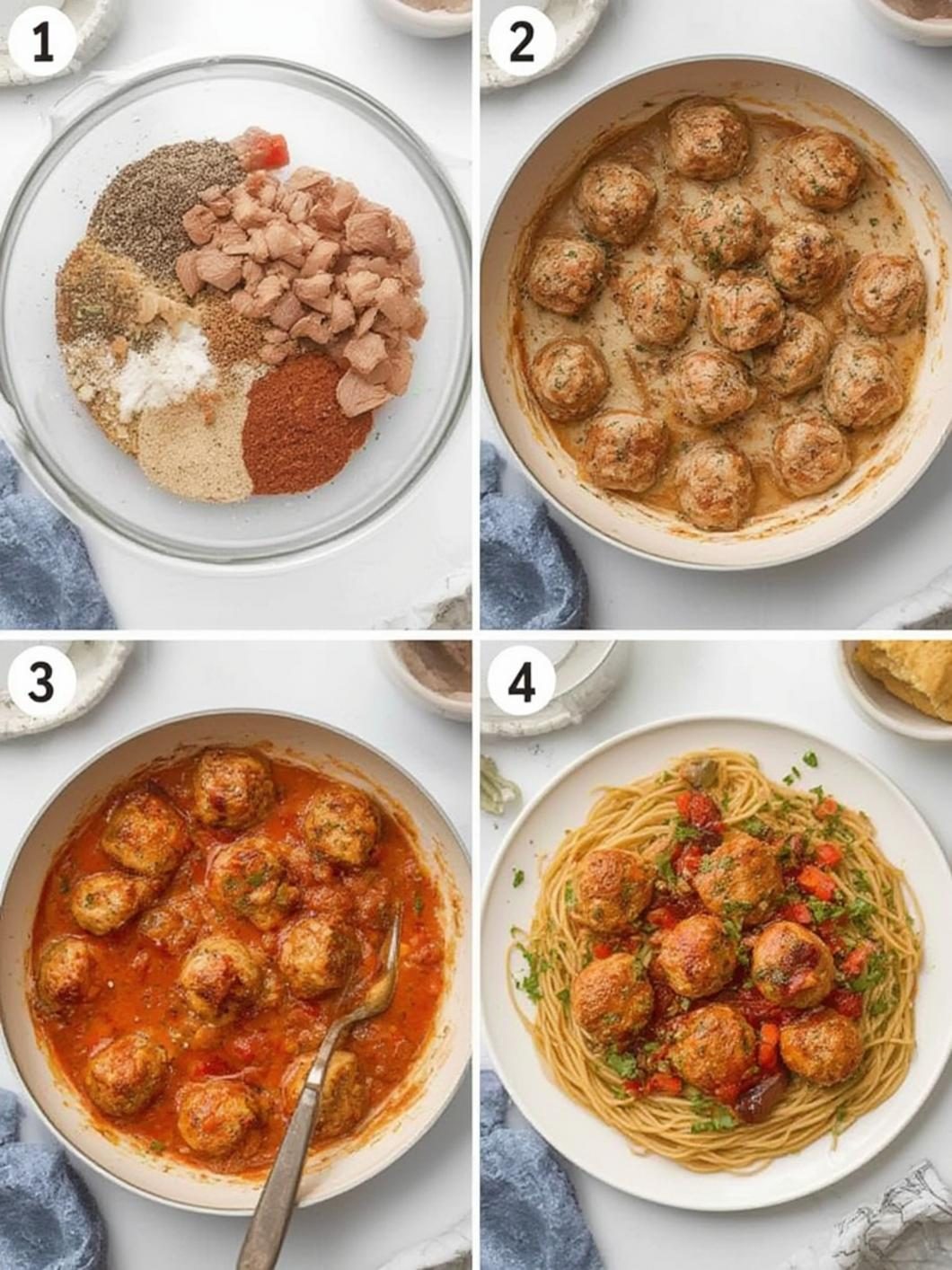 Preparation steps for how long to bake chicken meatballs