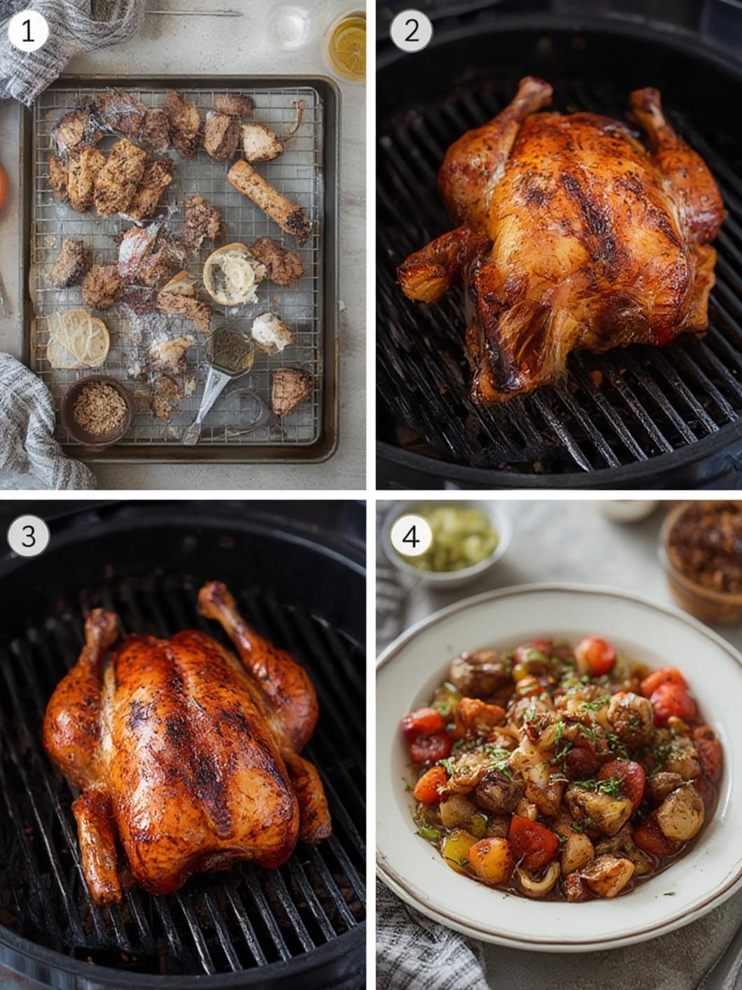 Whole chicken prepared for smoking