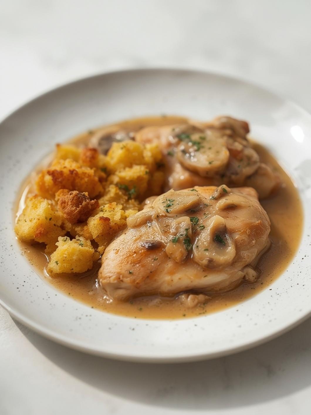 chicken with stuffing and mushroom soup