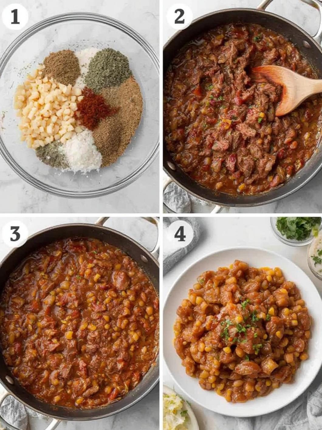 Preparation steps for corned beef hash
