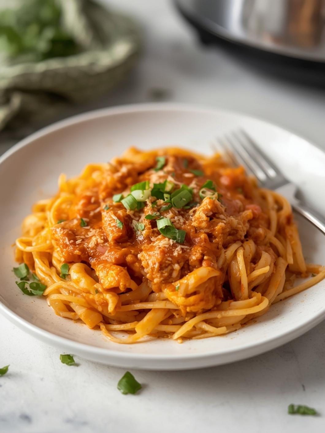 Preparation steps for crockpot buffalo chicken pasta