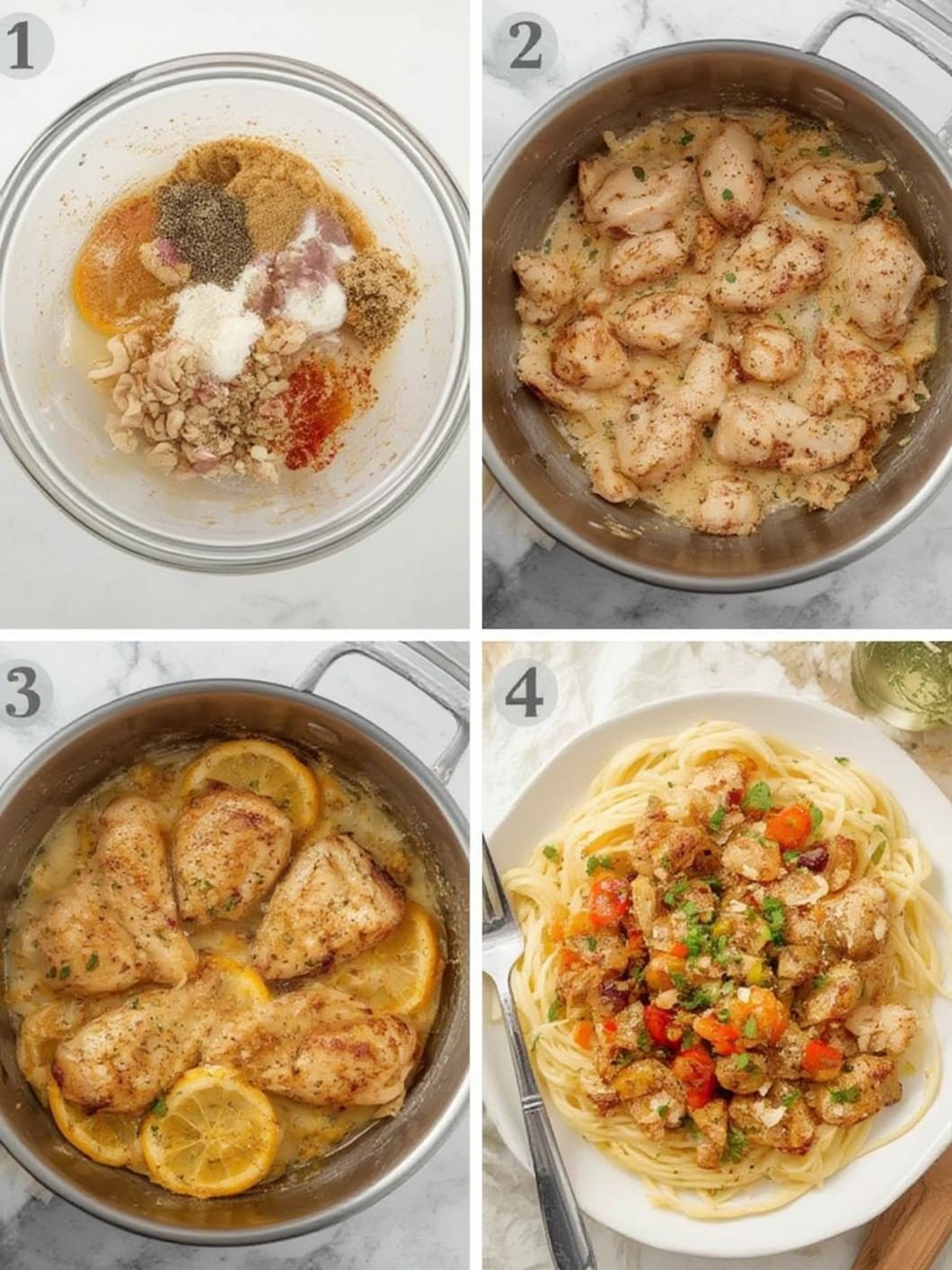 Preparation steps for recipe for lemon chicken