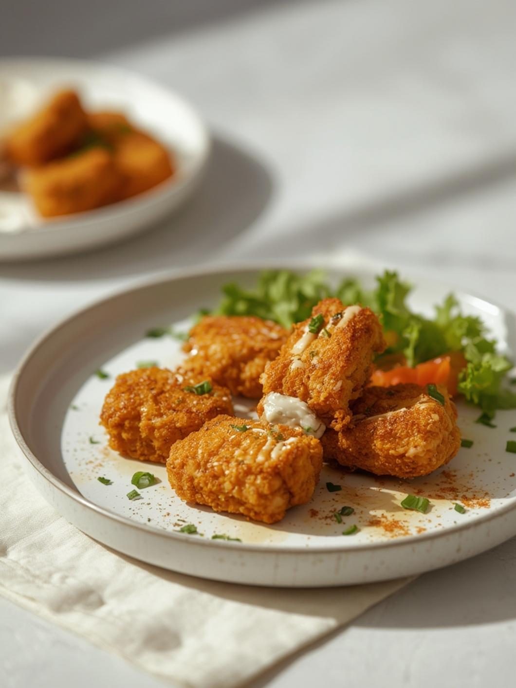 serving tofu chicken fingers