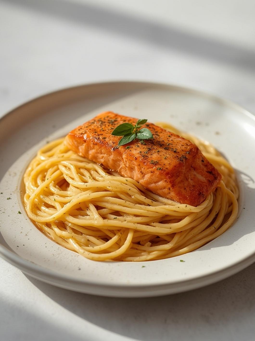 Preparation steps for salmon linguine recipe