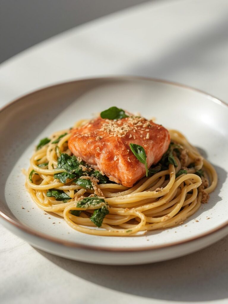 salmon spinach pasta