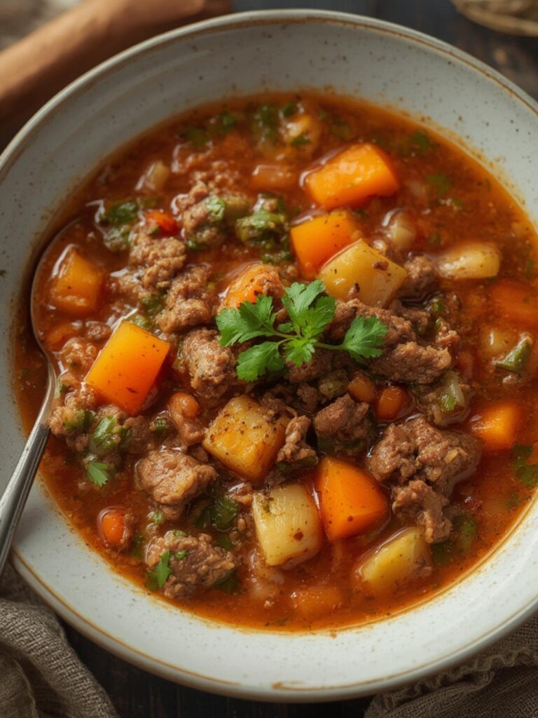 vegetable soup with ground beef