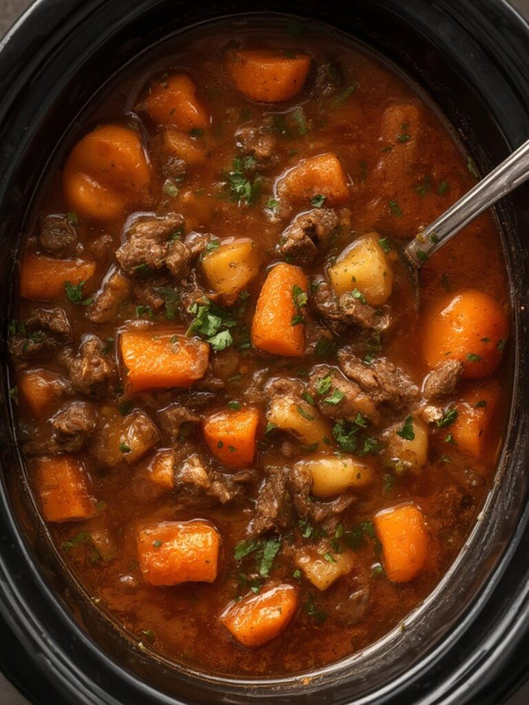 veggie beef soup in crock pot