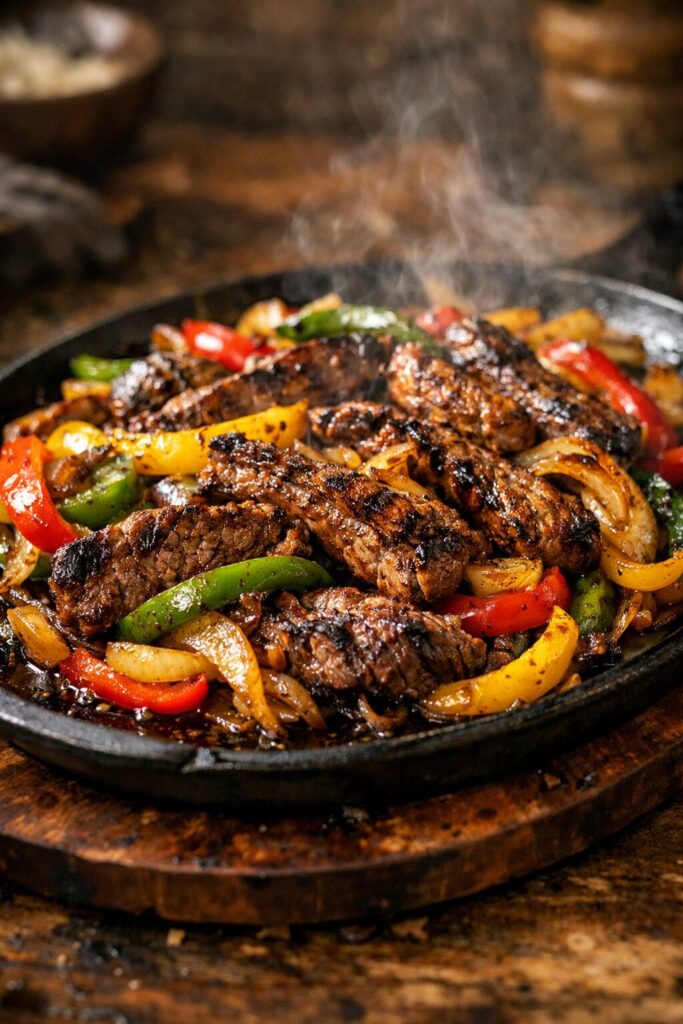 sizzling steak fajitas