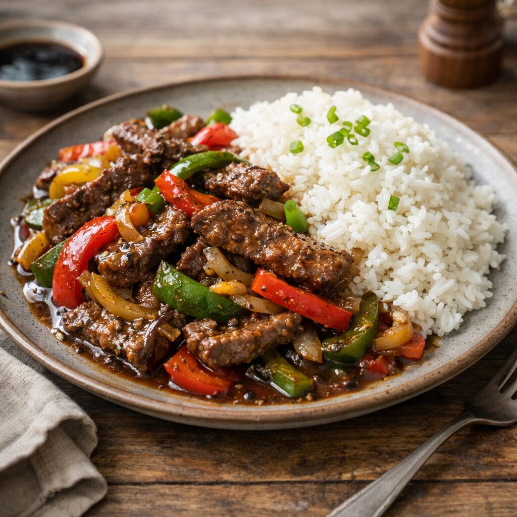 Pepper Steak and Rice