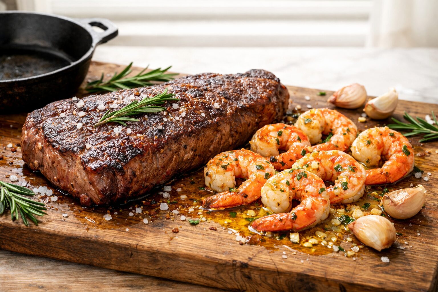 sirloin and shrimp