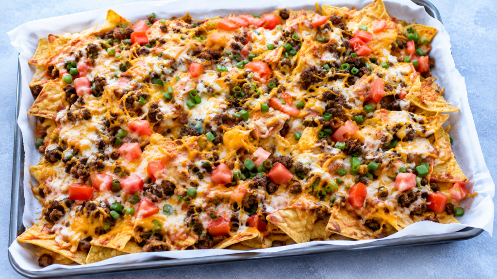 loaded beef nachos