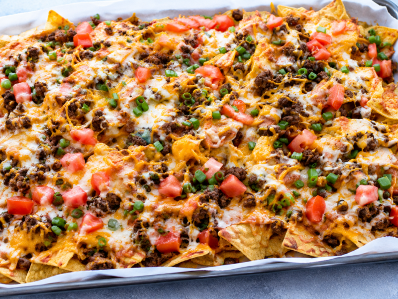 loaded beef nachos